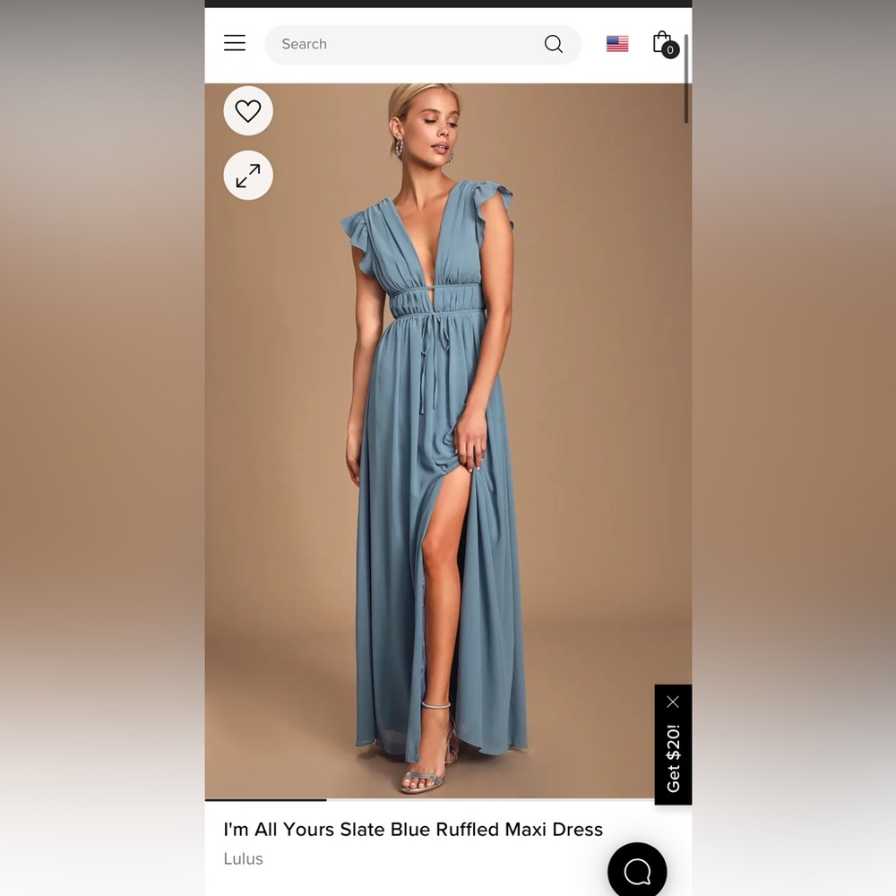Lulu’s I'm All Yours Slate Blue Ruffled Maxi Dress - Medium